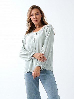 Блузка из хлопка на пуговицах полынь